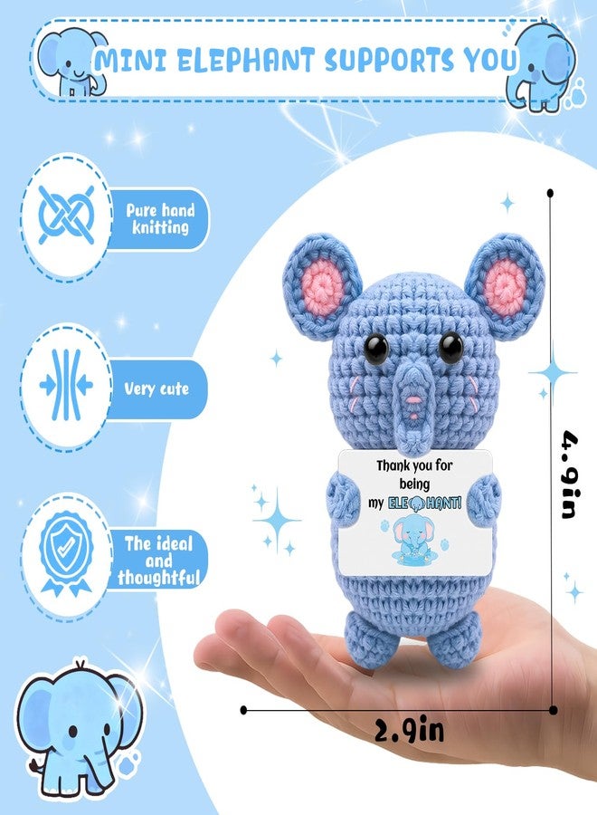 AICHPVOY Stocking Stuffers Handmade Crochet Doll Elephant Inspirational Gifts for Women Emotional Support Thank You Gifts Desk Decor Birthday Gift for Her Sister from Sister Unique for Women - Image 3